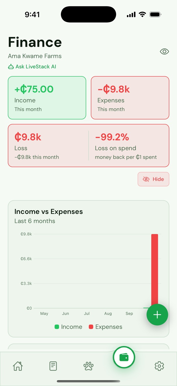 Finances with income and expenses